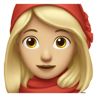 girl with blonde hair and bangs wearing a red scarf over her head sticker