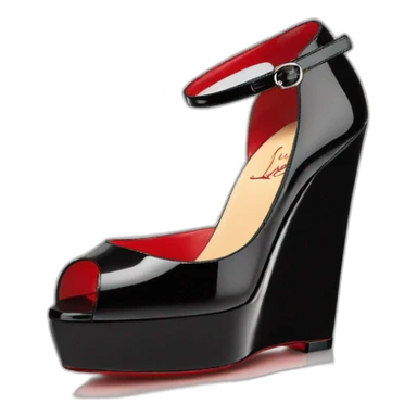 One WEDGE heel LOUBOUTIN black leather PATENT sticker