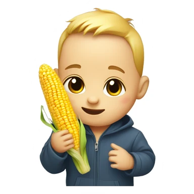 Baby with corn in his hand sticker