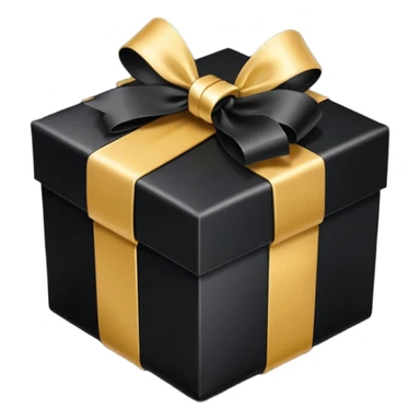 black gift box gold ribbon sticker