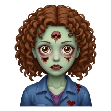 Zombie girl with Brown curly hair sticker