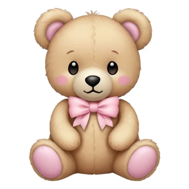 teddy bear with pastel pink bow sticker