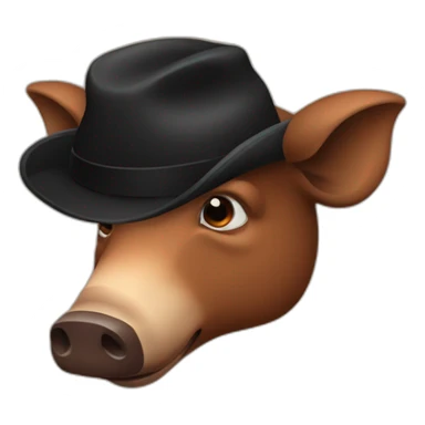fullface emotionless brown boar with black winter hat sticker