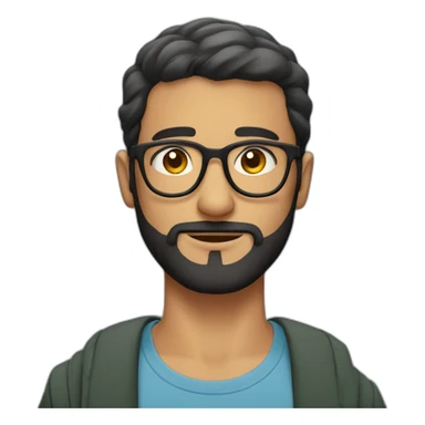 arabic guy with short hair, small beard and tranparent glasses sticker