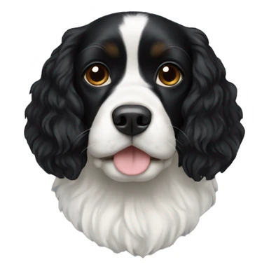 Small completely black king spaniel with black fur on his whole face and white fur on chest sticker