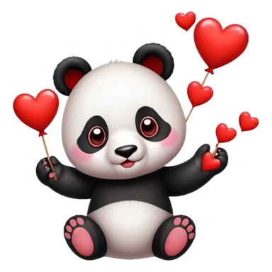 baby panda juggling hearts sticker