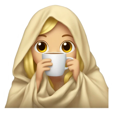 blonde girl inside a blanket sipping coffee sticker