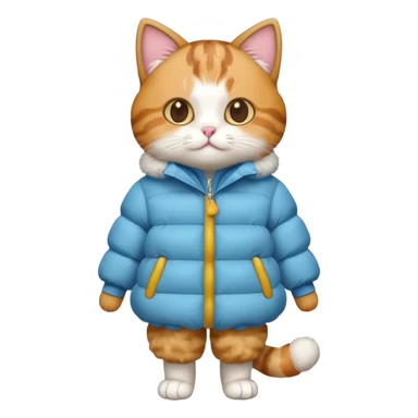 a full body of cute cat with puffer clothes sticker