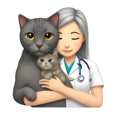 cat cuddles veterinarian girl sticker