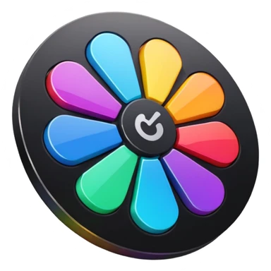 Davinci resolve "Color managment" shape, glossy iconm (rainbow colors) sticker