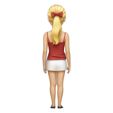 blonde girl standing backwards with a bow on her head sticker