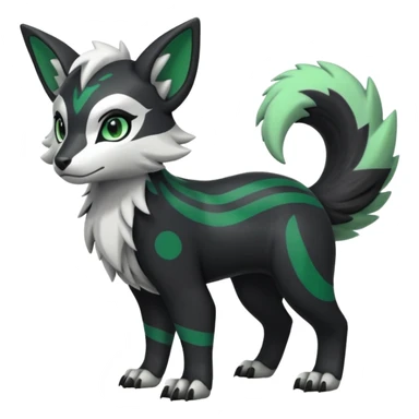 Shiny black with white, grey and green Linoone-Absol-Trico-Hybrid (Full body) sticker