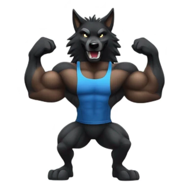 Bodybuilder black wolf pumping muscles sticker