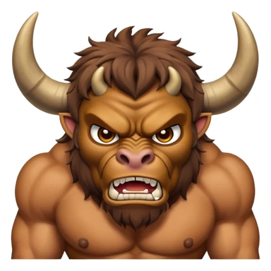 An emoji of a Cretan Minotaur. It has the body of a man and the head of a bull. sticker