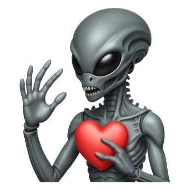 xenomorph making heart sign sticker
