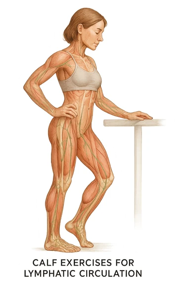 Donna che fa i polpacci per la circolazione linfatica sticker