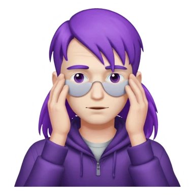 men with purple hair which cover eyes sticker