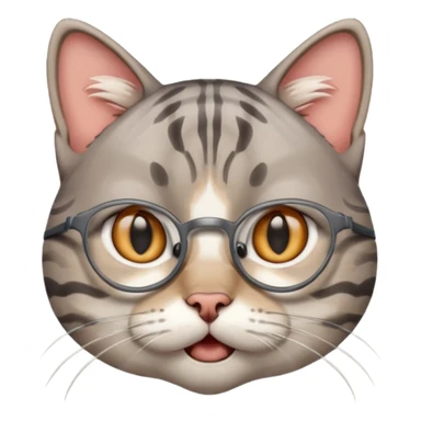 generate a nerdy, confused cat who is also in a state of panic sticker