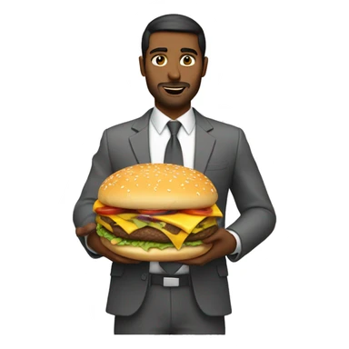 White GCC men holding cheeseburger  sticker