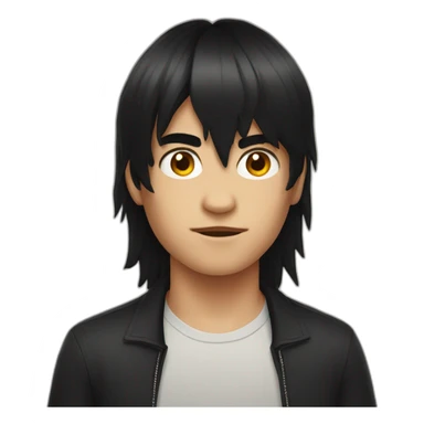 Boy with black hair mullet hairstyle, and demon horns sticker