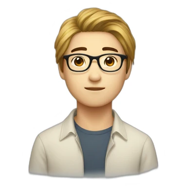 korean guy with glasses and curtains hair sticker