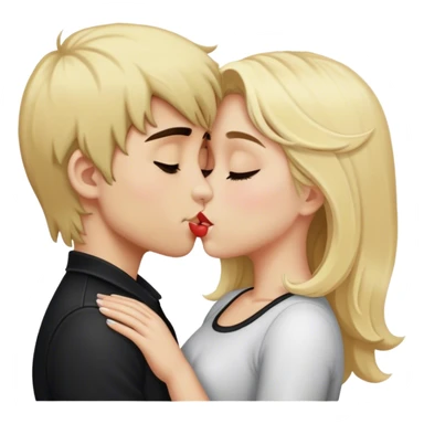 boy with dark hair kissing girl with blonde hair  sticker