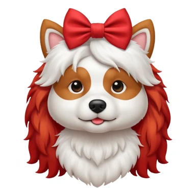 very red long haired white dog with a bow on hair sticker