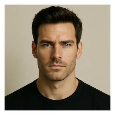 face of a handsome white man, strong jawline, blue eyes, simple background sticker