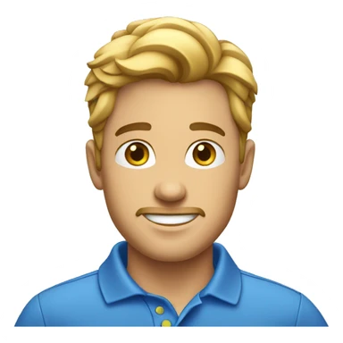 Homem de blusa polo azul , cabelo baixo ,  sticker