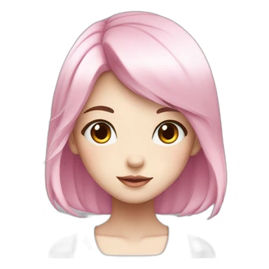 Anime girl character with white skin, pink hair and pink eyes sticker