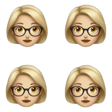 white women, dirty blonde hair, big round glasses sticker