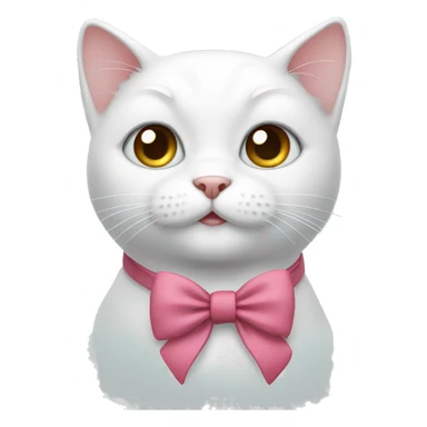 Cute white cat with a neck bow sticker