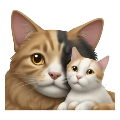 Two cats cuddling with a dog sticker