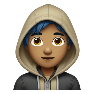 Tan boy with hoodie and black hair and blue highlights  sticker
