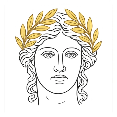 face with golden laurel crown emoji, digital illustration sticker