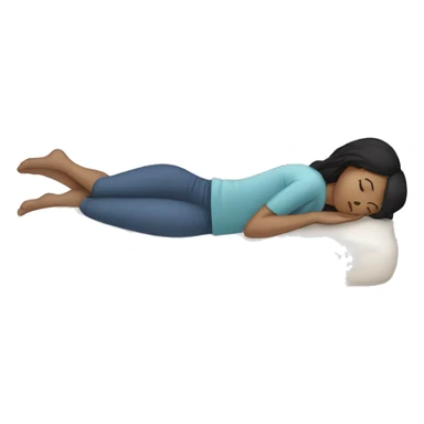 Sleeping woman with light brown skin and black hair laying on pillow sticker
