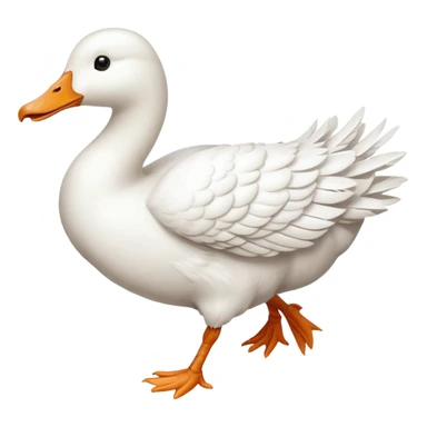 Make me an emoji of a goose that is running towards something. Also make it white.  sticker