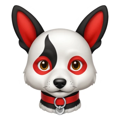 Perro blanco  con orejas negras  con un collar rojo sentado sticker