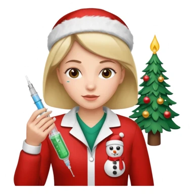 nurse wearing a christmas pullover and holding a a sting sticker