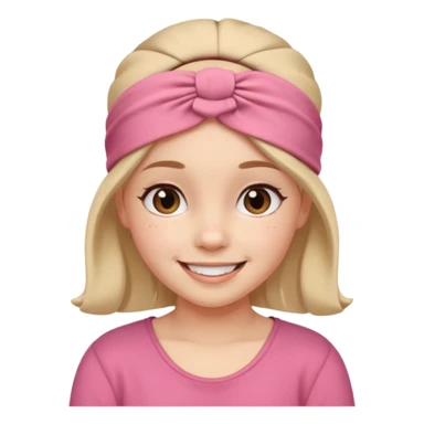 Girl wearing cloth headband and smile sticker