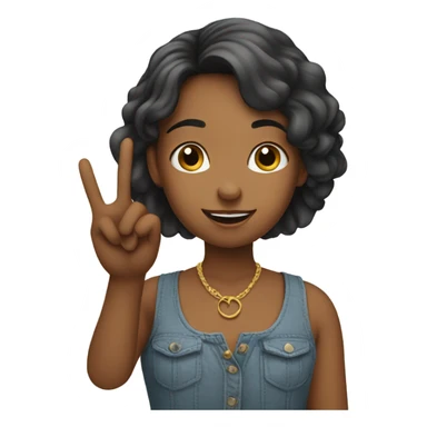 Girl giving a piece sign sticker