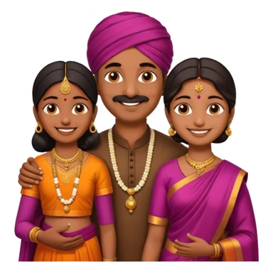 South indian hindu family with a 70 years old father and mother and one 40 years old daughter. They wear a traditional dress. They are smiling. sticker