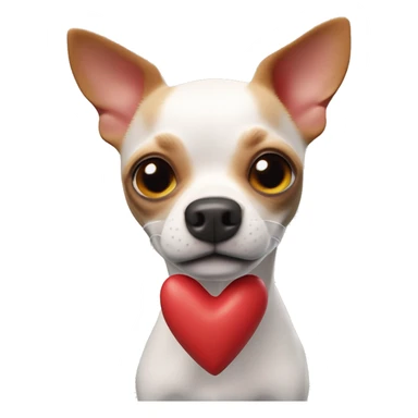 Perro cChihuahua sostiene corazón rojo, fondo blanco, claymation sticker