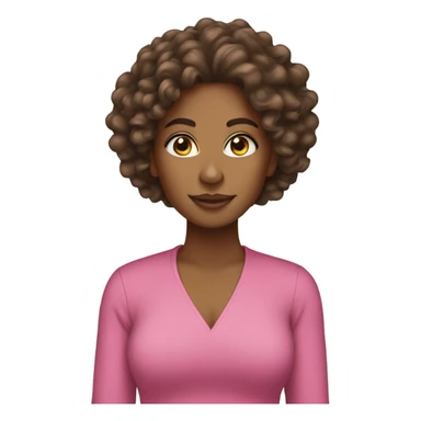 brownskin  woman long curly hair wearing pink  sticker