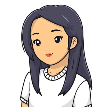 Stylish confident woman with Asian and Latina features, long straight black hair sticker