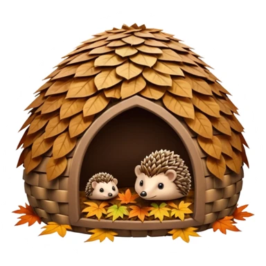 Hedgehog hut made of leaves sticker