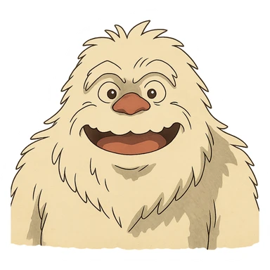 abominable snowman, clear and expressive, suitable for YouTube emoji, ghibli style sticker