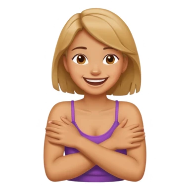 arms cross holding neck laughing girl sticker