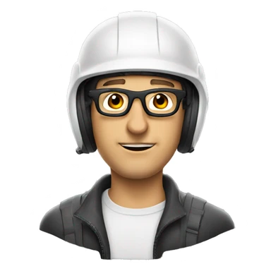 Caucasian man wearing helmet, glases and earplugs sticker