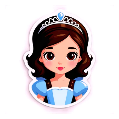 beautiful princess with brown hair and brown eyes sticker